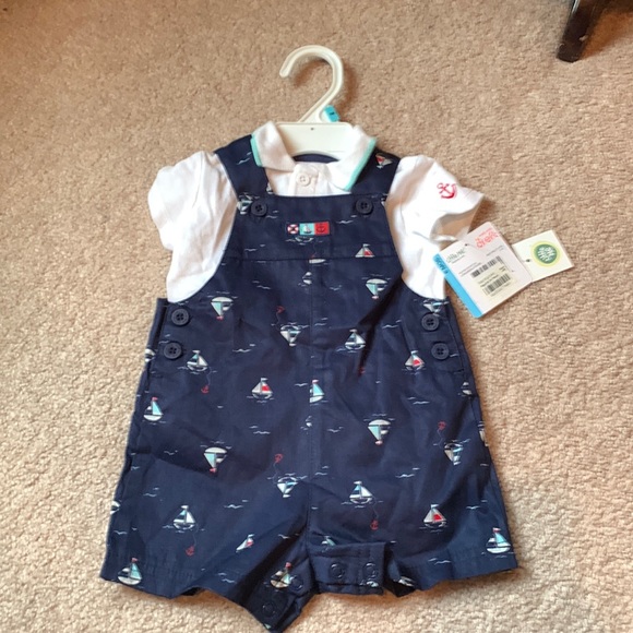 Little Me Sailboat Woven Shortall size 6months - Picture 1 of 3